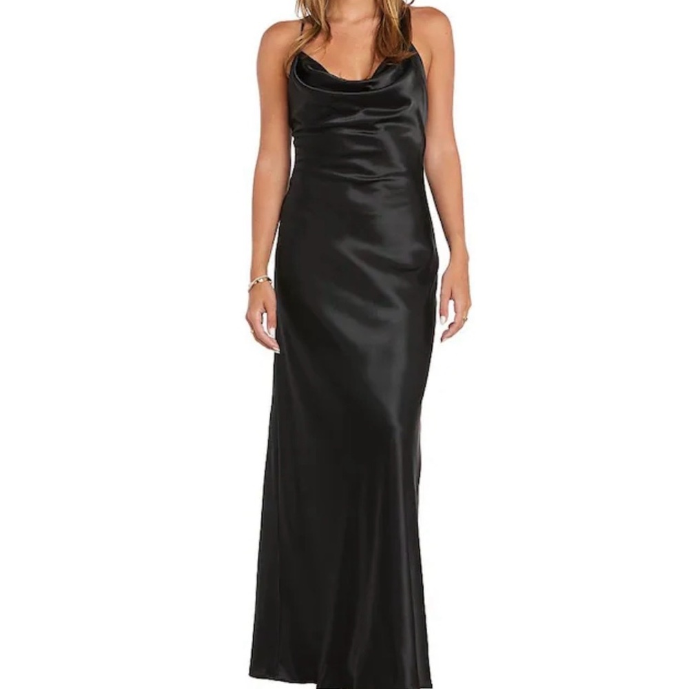 Elegant Black Satin Gown - Never Worn New